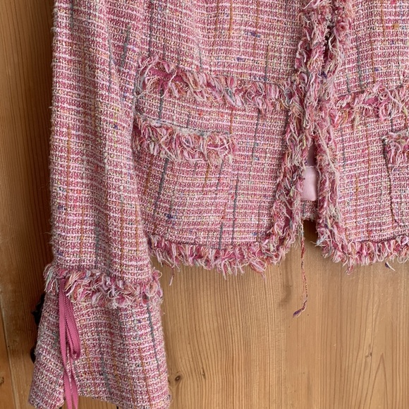 Alberto Makali Pink Ribbon 🎀 Bell Cuff GORGEOUS Coco Barbie core Tweed Jacket - Picture 8 of 16